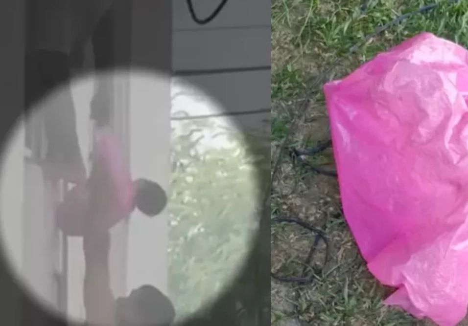 Criança sendo salva através de janela em condomínio 